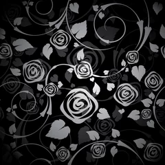 Cercles muraux Fleurs noir et blanc motif floral sans soudure