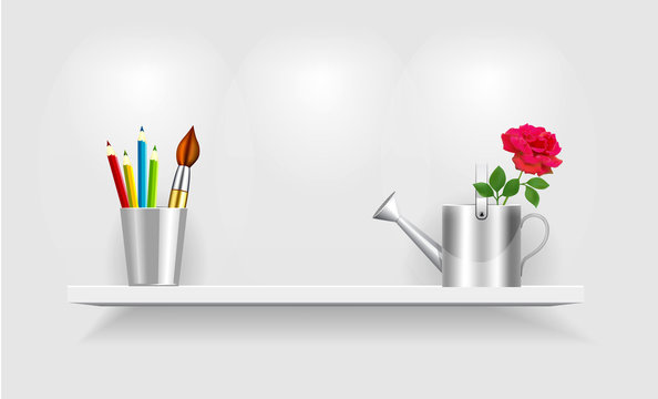 Shelf with accessories