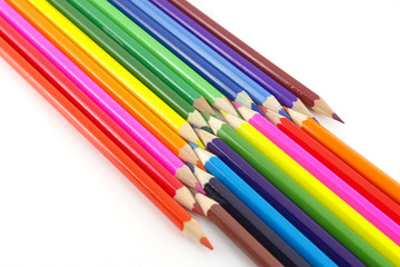 Multi color pencils over white
