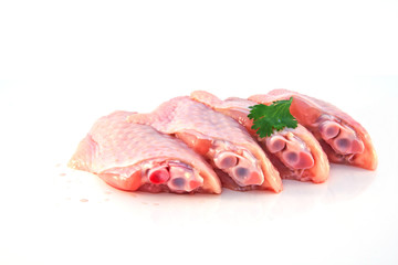 raw chicken wing isolated on white background