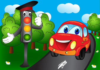 Car and traffic light