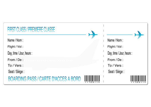 Modèle de Carte d'Embarquement – Boarding Pass template Photoshop et Word