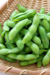 edamame nibbles, boiled green soy beans, japanese food