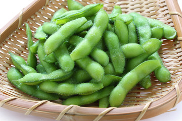 edamame nibbles, boiled green soy beans, japanese food