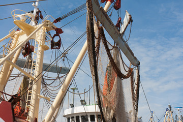 Nets of Dutch fishing cutter hanging out to dry © Kruwt