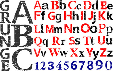 Grunge alphabet, letters and numbers