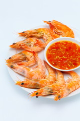 Steam shrimp and sauce .