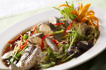 steamed fish, snake-head fish steamed with soy sauce