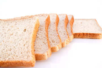 Whole wheat bread isolated on white background