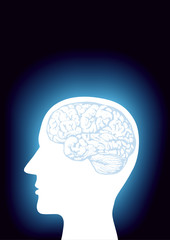Head with light brain