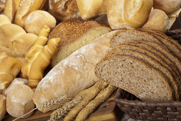 pane cotto al forno, assortimento