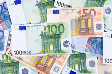 Euro banknotes as a background, close-up