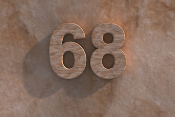 68 in numerals in mottled sandstone