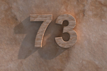 73 in numerals in mottled sandstone