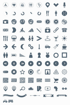 set vector icons signs symbols and pictograms EPS10