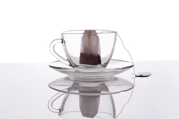A tea bag in a cup