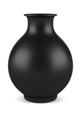 single black ceramic vase isolated on white background