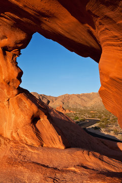 Mojave Desert Red Rock Natural Arch Sunrise