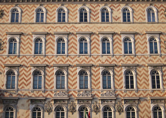 Gopcevich palace facade, in trieste, italy