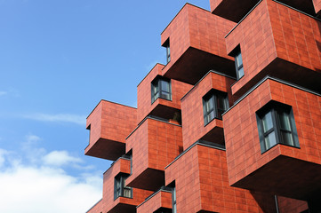 Modern building of unusual shape in Vienna, Austria