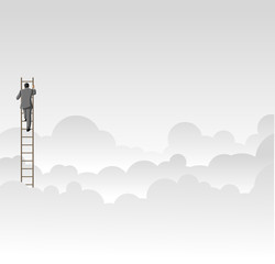 Business man climbing high ladder above the clouds © denis_pc