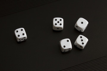 white dice on black