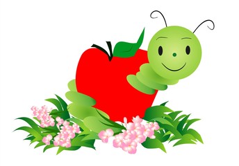 gąsienica i jabłko