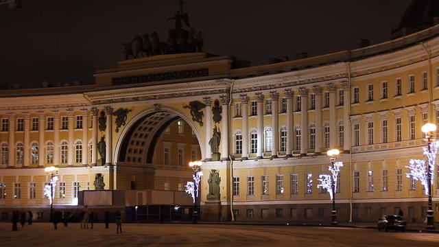 St. Petersburg, The Hermitage and Palace Square at night