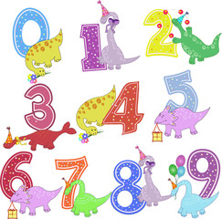 Set of color figures with dinosaurs