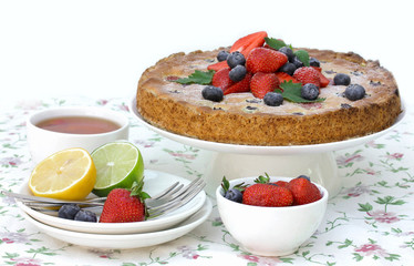 Sweet cake with summer berries