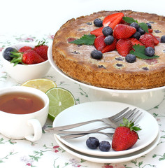 Sweet cake with summer berries