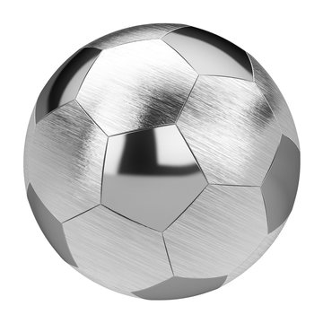 metal soccer ball isolated on white background