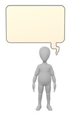 3d render of cartoon character with speech bubble