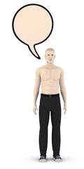 3d render of artifical character with speech bubble