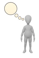 3d render of cartoon character with speech bubble