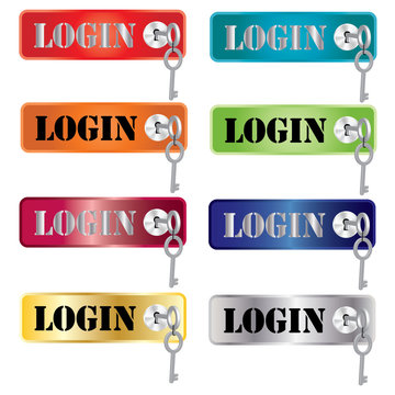 Vector login buttons with key