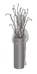 3d render of cartoon character with vase