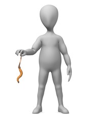 3d render of cartoon character with worm