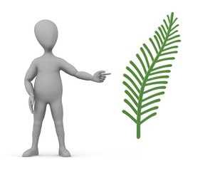 3d render of cartoon character with leaf