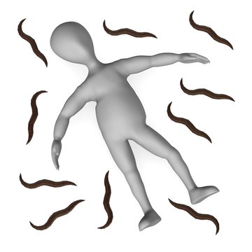 3d render of cartoon character with worm