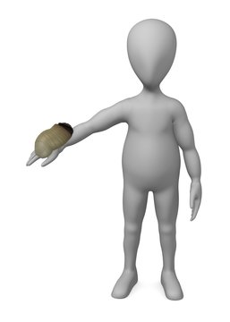 3d render of cartoon character with worm