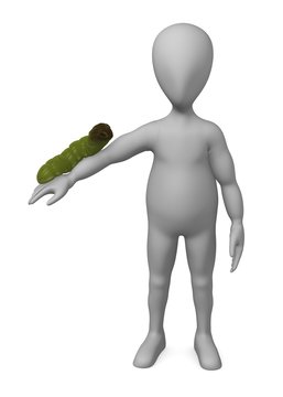 3d render of cartoon character with worm