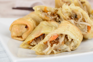 Spring Rolls - Fried vegetable spring rolls.
