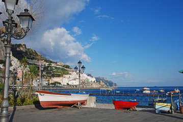 view of Amalfi from the port