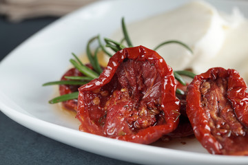 Sun-dried tomatoes and mozzarella