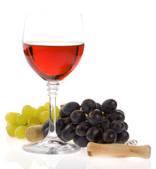 wine in glass and grape fruit