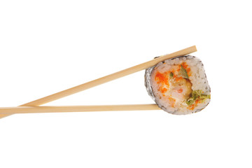 Sushi roll with chopsticks