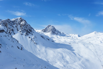 Mountains with snow in winter