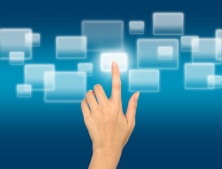 Hand on the flow of several button