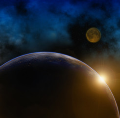Planet Earth and moon